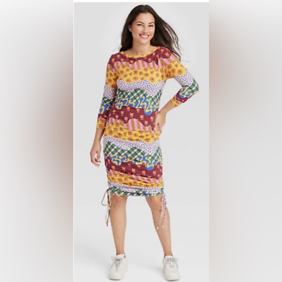 TARGET LATINO HERITAGE MONTH LONG SLEEVE WAVY STRIPED DRAWCORD  A-LINE DRESS XXL - Picture 1 of 3